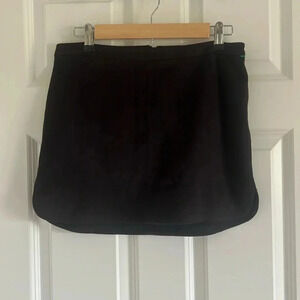 Revolve David Lerner Black Faux Suede Mini Skirt M